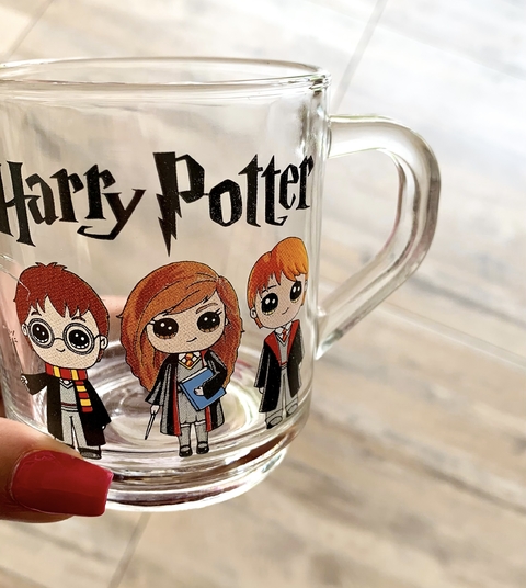 Taza recta de vidrio HARRY POTTER TRES AMIGOS