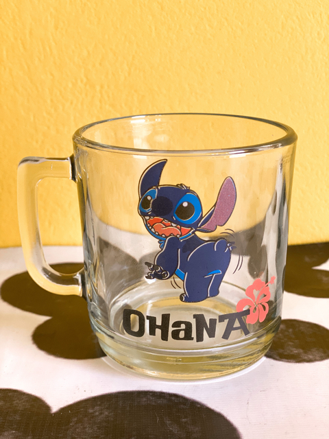 Taza recta de vidrio STITCH HAPPY
