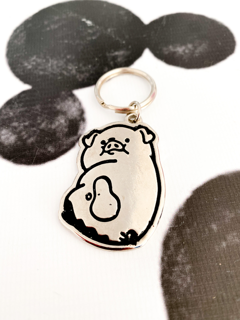 Llavero metal PORK PATO PLATEADO