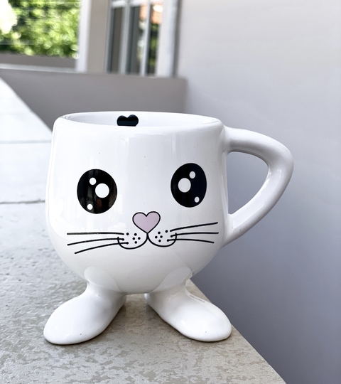 Taza patitas medianas GATO EMOCIONADO WHITE