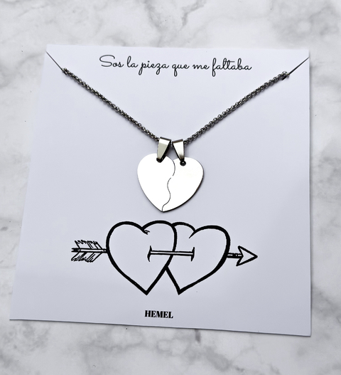 Set de collares acero quirúrgico CORAZÓN ROMPECABEZAS PARA DOS