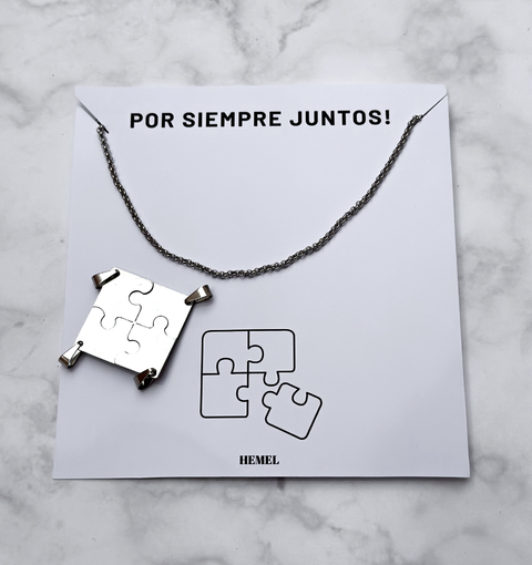 Set de collares acero quirúrgico CORAZÓN ROMPECABEZAS PARA CUATRO