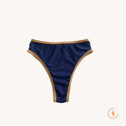 Calcinha Hot Pants Bicolor Textura Carmel - Marinho/champanhe - Envio Expresso - comprar online