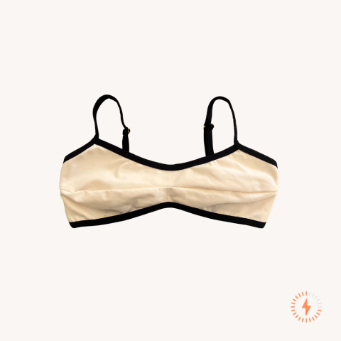 Top Confort Bali com Viés - Off/preto - Liso Poliamida Premium - Envio Expresso - comprar online