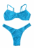 Biquíni Trancoso azul Capri Texturizado - Top meia taça + calcinha asa delta