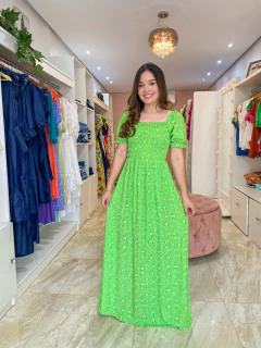 Vestido longo lastex flores
