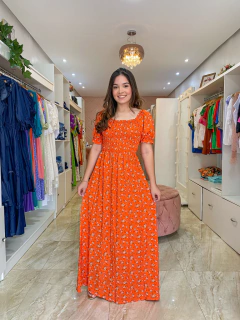 Vestido longo lastex flores on internet