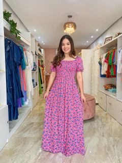 Vestido longo lastex flores - buy online