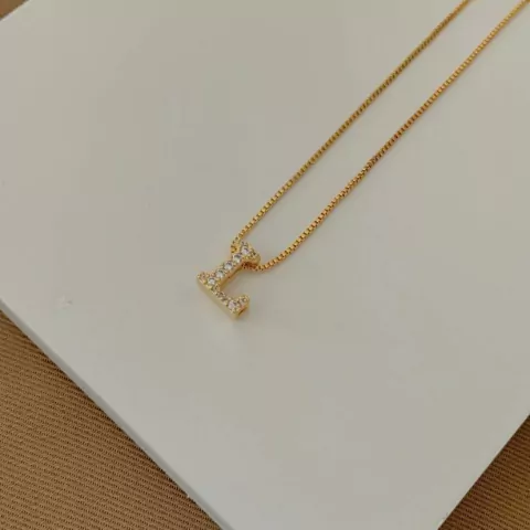 COLAR INICIAL LETRA L BANHO OURO 18K