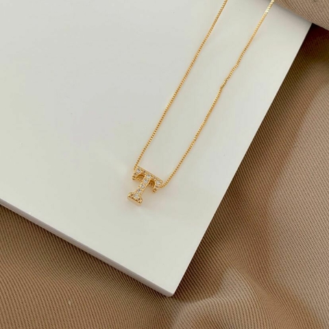 COLAR INICIAL LETRA T BANHO OURO 18K