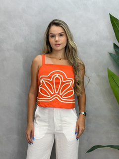 Cropped Linho Bordado
