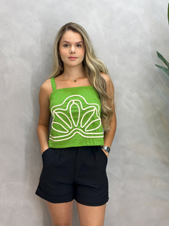 Cropped Linho Bordado - LojaDtale