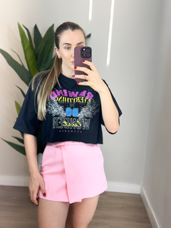 T-shirt Cropped Rewind na internet