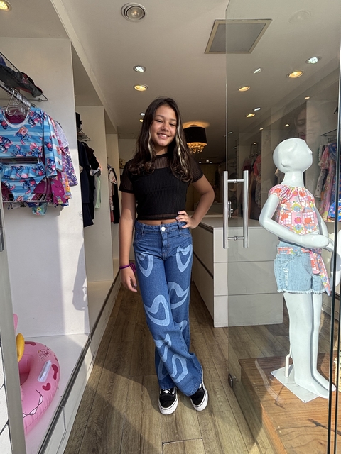 Calça Wide leg coração