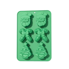 MOLDE SILICONA 6 FIGURAS NAVIDAD - ARBOL PAPA NOEL BASTON DULCE