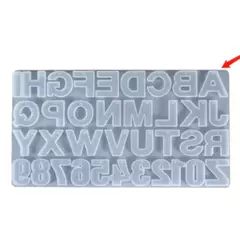 MOLDE SILICONA LETRAS Y NÚMEROS MAX CON AGUJERO LLAVERO