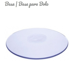 BASE LISA REDONDA DE ACRÍLICO TRANSPARENTE 16X16 (PARA BOLO) 1 UND