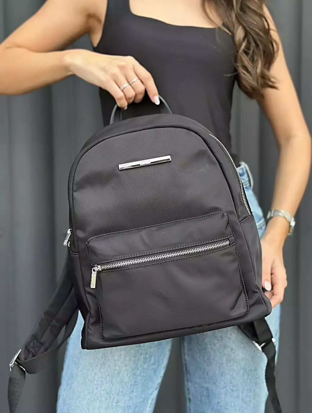 Mochila Grande Nylon Preta Santa Lolla