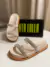 Papete Flat Com Tiras De Brilho Strass Off White Santa Lolla