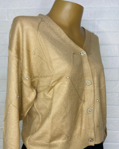 Cardigan coração areia - comprar online