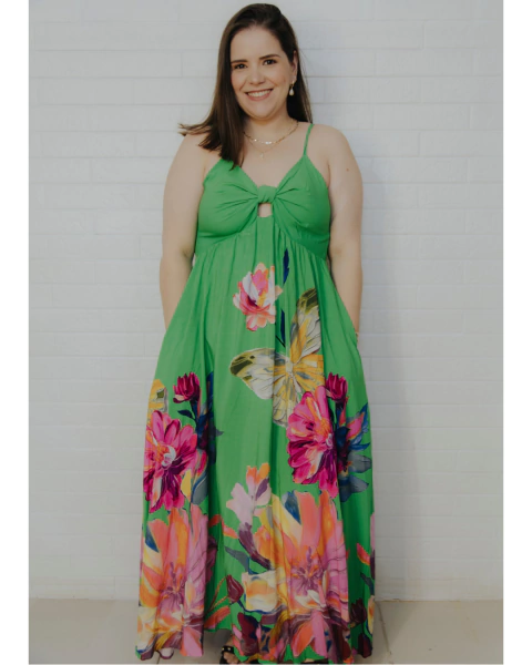 Vestido No floral verde (ÚNICO) - comprar online