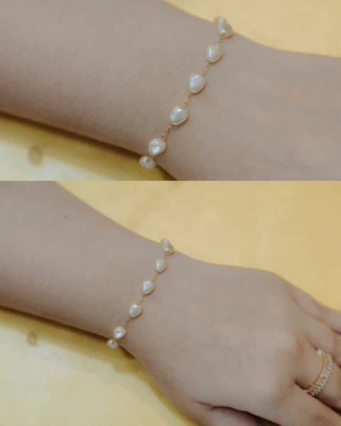 Pulseira pérola dourada - comprar online