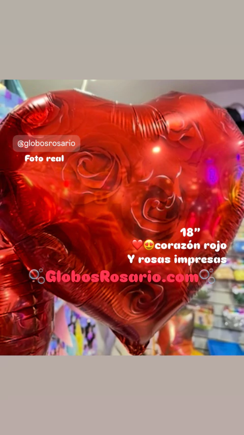 Globo corazón rojo con fondo de rosas "18 - comprar online