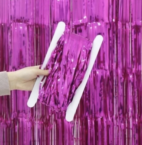 Cortina metalizada Fucsia 2 largo x 1 ancho
