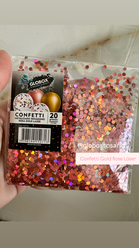 Confetti glitter Rosa gold Láser x 20 gramos