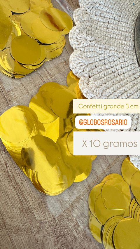 confetti circular Dorado grande ancho 3 cm x 10 gramos