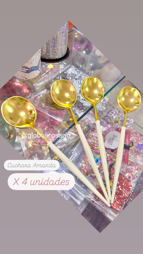 cuchara de diseño amarillo pastel x 4 unidades