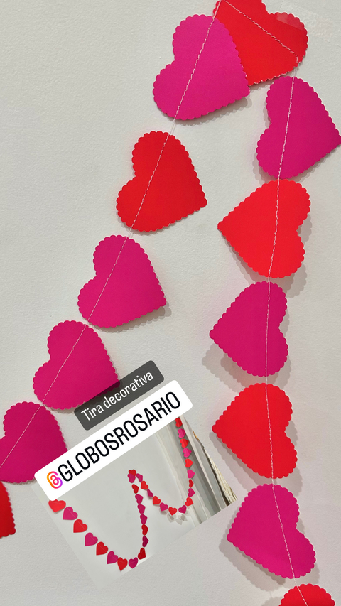 Tira Decorativa Corazones Rojos & Fucsia