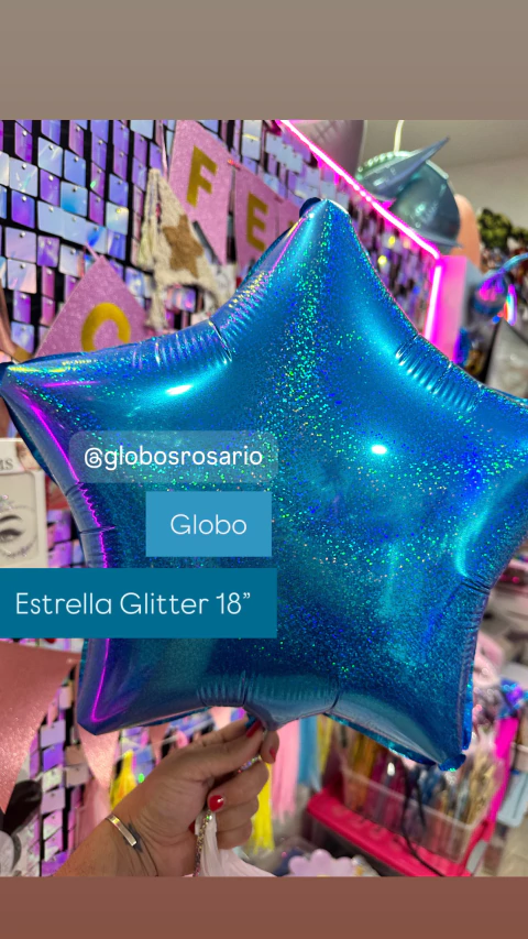 Globo metalizado Estrella Glitter Turquesa 18"