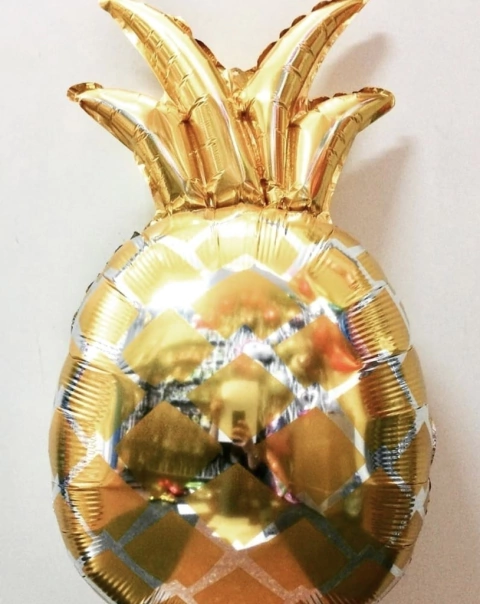 Globo metalizado fruta piña dorada 75cm
