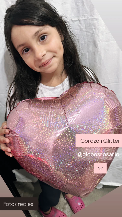 Corazón Rose Gold glitter 18"
