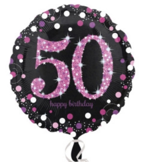Globo metalizado Holográfico 50 Happy Birthday 18"