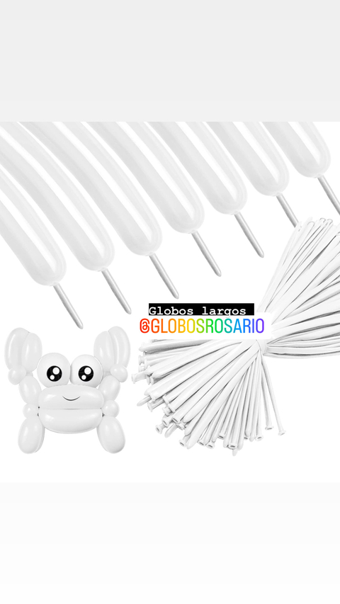 Globos largos 260 color BLANCO x 10 unidades