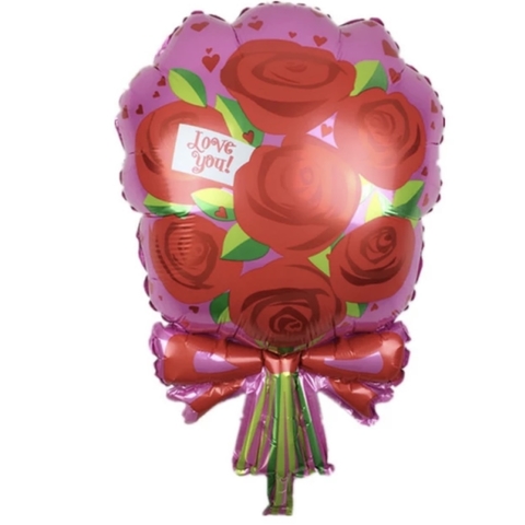 Globo metalizado ramo de rosas 68 cm