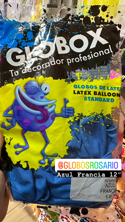 Globos Latex Azul Francia Standard 12" x 50 Globox Profesional