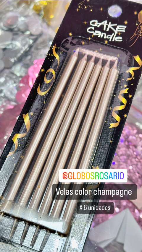 velas color Champagne x 6 unidades
