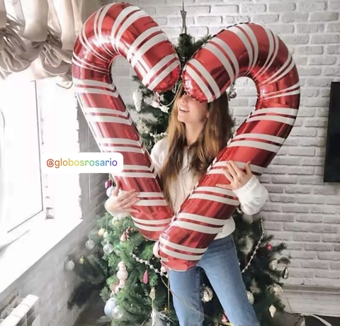 Globo metalizado caramelo bastón x unidad