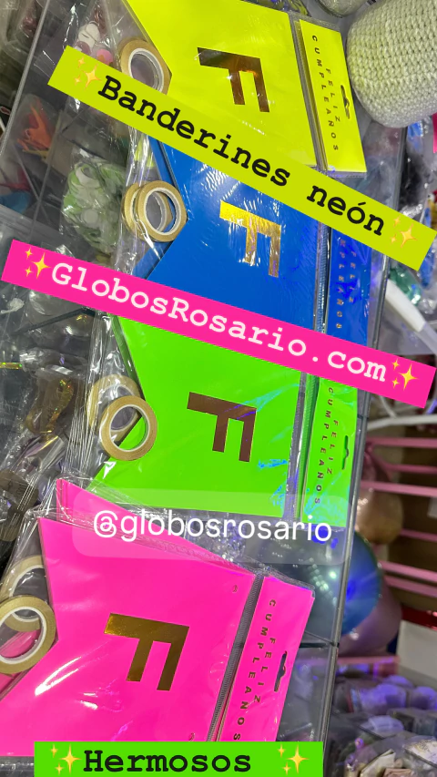 Banderín feliz cumpleaños Neón