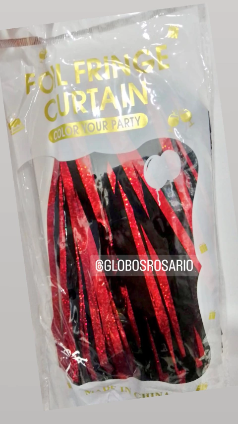 Cortina Roja y Negra metalizada Combinada x unidad