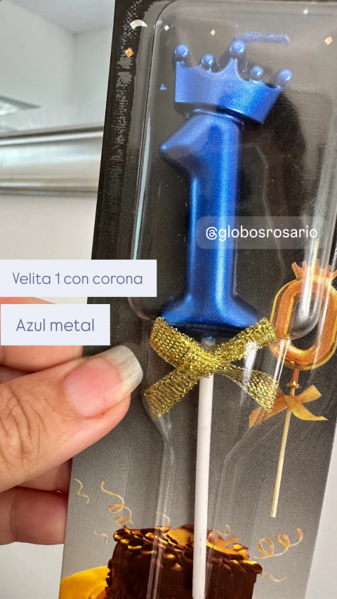 Velita número 1 con corona con moño x unidad