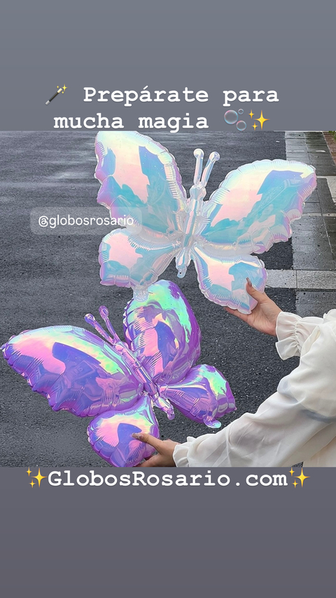 Globo mariposa iridiscente blanca x unidad - comprar online