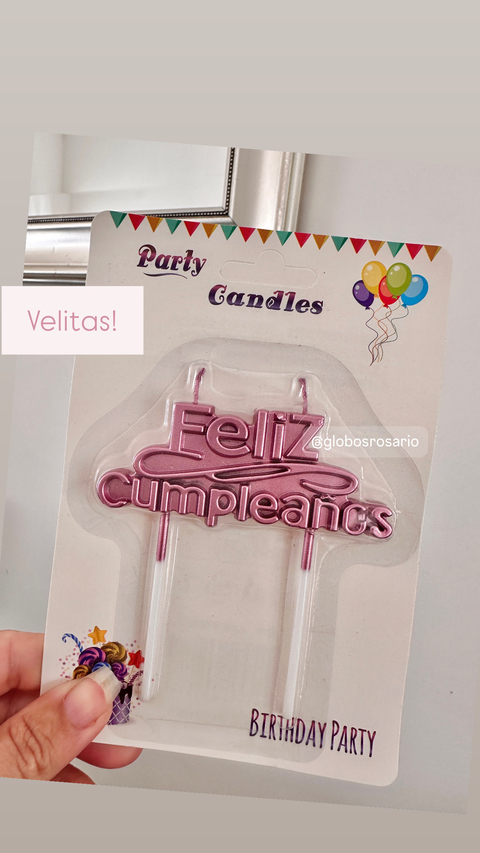 Velita Feliz cumpleaños color Rose