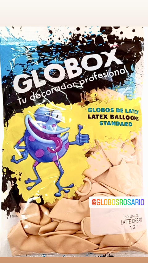 Globos Latex Latte Cream 12" x 50 Globox Profesional