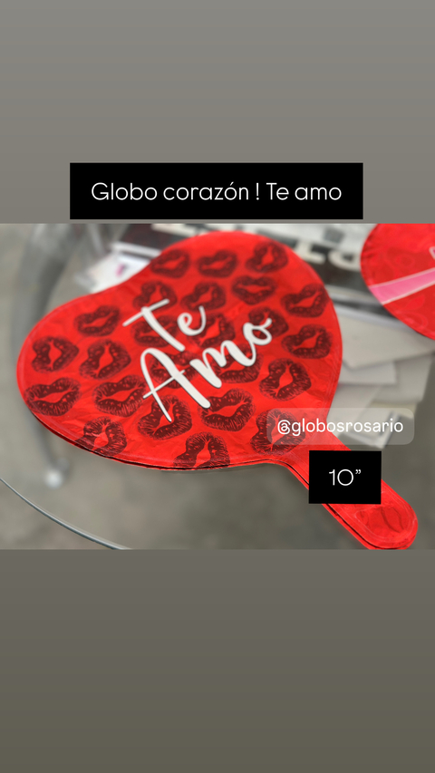 Globo corazón TE AMO 10” solo apto aire x unidad