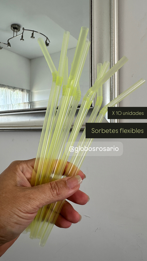 Sorbetes plasticos con fuelle flexible x 10unidades