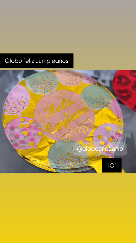 Globo redondo Feliz Cumpleaños 10” solo apto aire x unidad - comprar online
